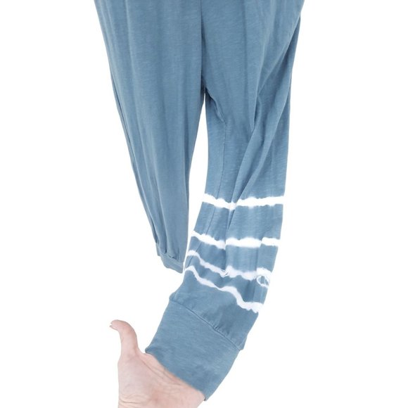 NEW Sundry Teal White Tie Dye Stripe Jogger Leg Sleeveless Jumpsuit Size 1 Small - Picture 4 of 13